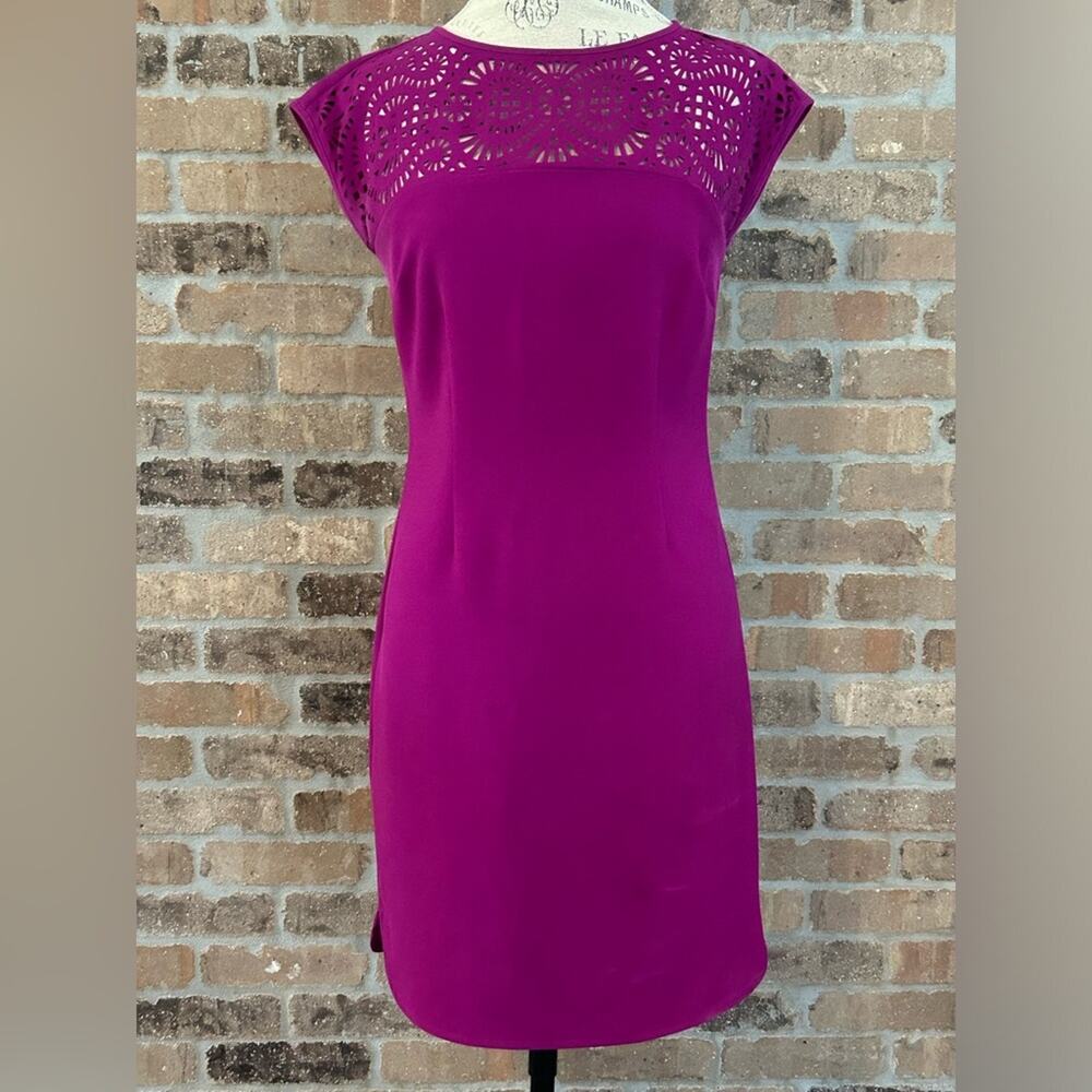 Laundry by design purple plum magenta geometric lace top dress knee short sz 2